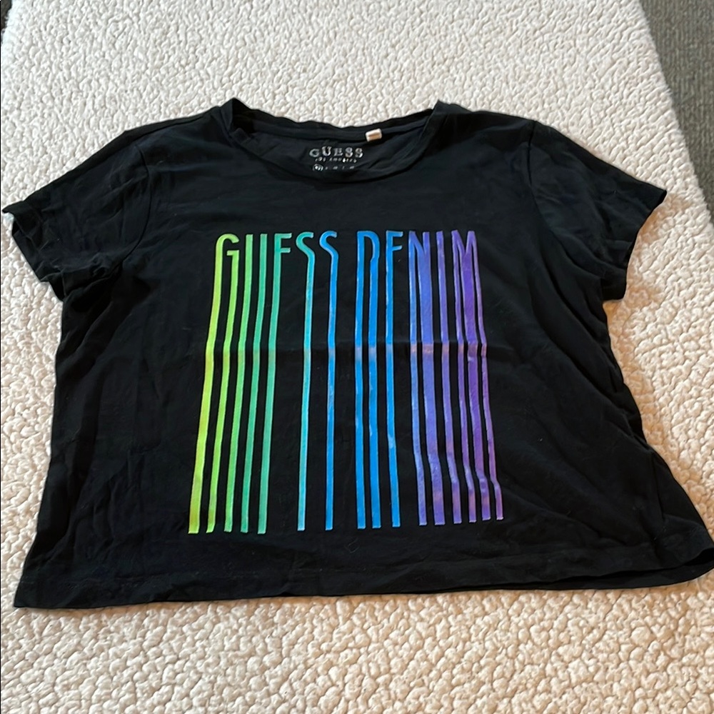 Guess Black Graphic Crop Tee